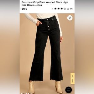 Eastcoast Crop Flare Washed Black High Rise Denim Jeans size 29